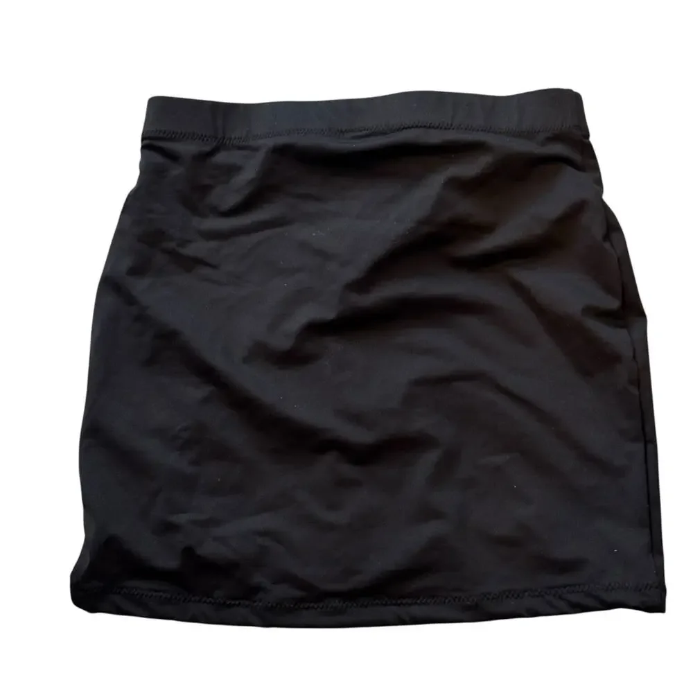 SKIMS Women's Black Zip-Up Swim Mini Skirt ONYX Size S NWOT